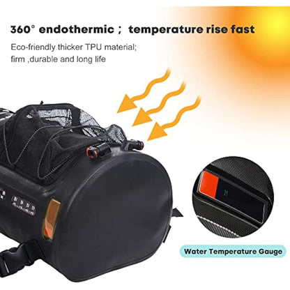 WILD HEART Camping Shower, 5.8 Gallons/22L Portable Camp Shower Bag with Upgraded Screw Lid, Water Level Window, Pressure Foot Pump, and Handy Nozzle, Solar Shower for Beach Camping Hiking Trip