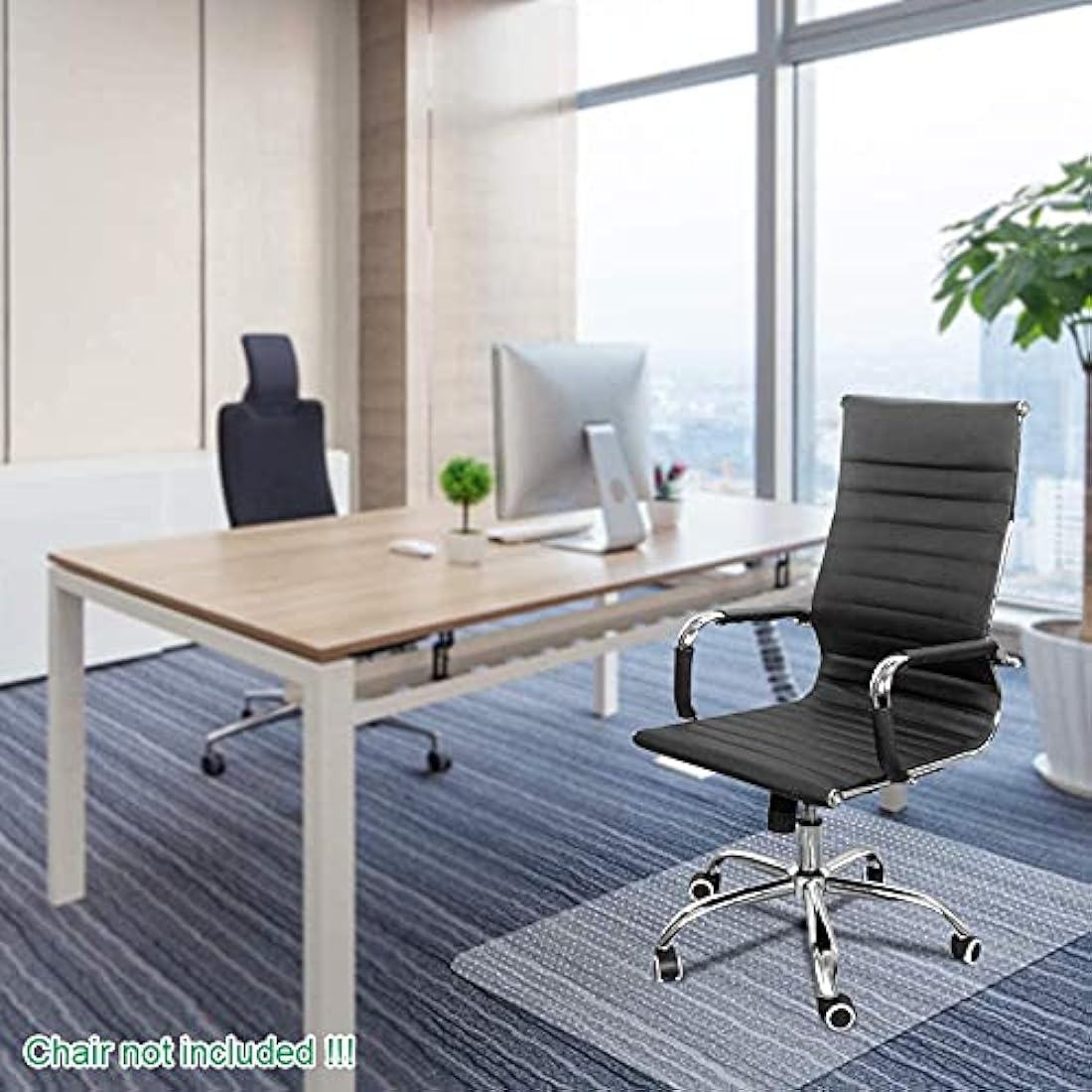Kuyal 75x120cm Carpet Chair Mat PVC Home Office Chair Mat for Low and No Pile Carpeted Floors, Clear, Studded, BPA Free