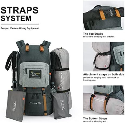 MOUNTAINTOP 40L Hiking Backpack Water Resistant Mens Women Rucksack for Trekking, Traveling, Camping, Cycling, Climbing