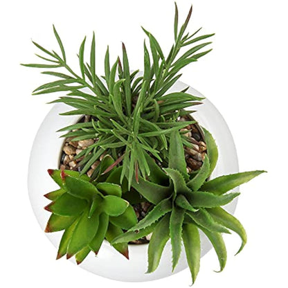 Briful Artificial Succulent Plants Fake Plants in Round Ceramic Pot Faux Potted Plant Fake Succulents Arrangement Artificial Plants Indoor for Office Desk Decor Decorative Home Accessories