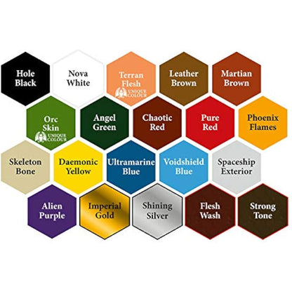 Grinning Gargoyle - Sci-Fi Miniature Paint Set - Paints for Miniatures - 20x Assorted 18ml Colours with a Paint Brush - Science Fiction Paints Starter - Warpaint for Marines and Aliens