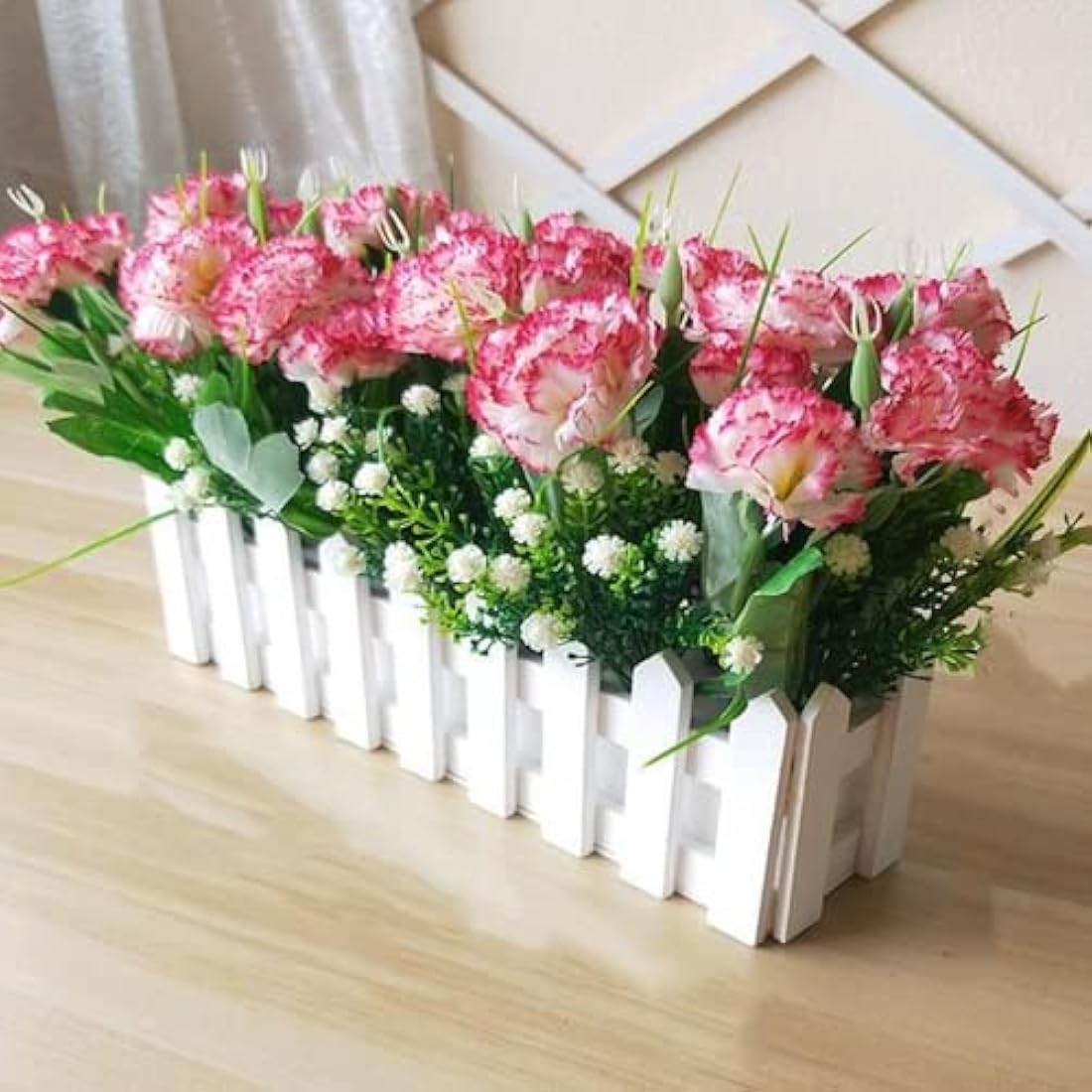 Corkwaw 40 Heads Artificial Carnations,Silk Hydrangea Bouquet Decoration Plastic Plant Suitable for Photo Props Family Party Home Decoration Bridal Wedding Bouquet Decoration (red Edge)