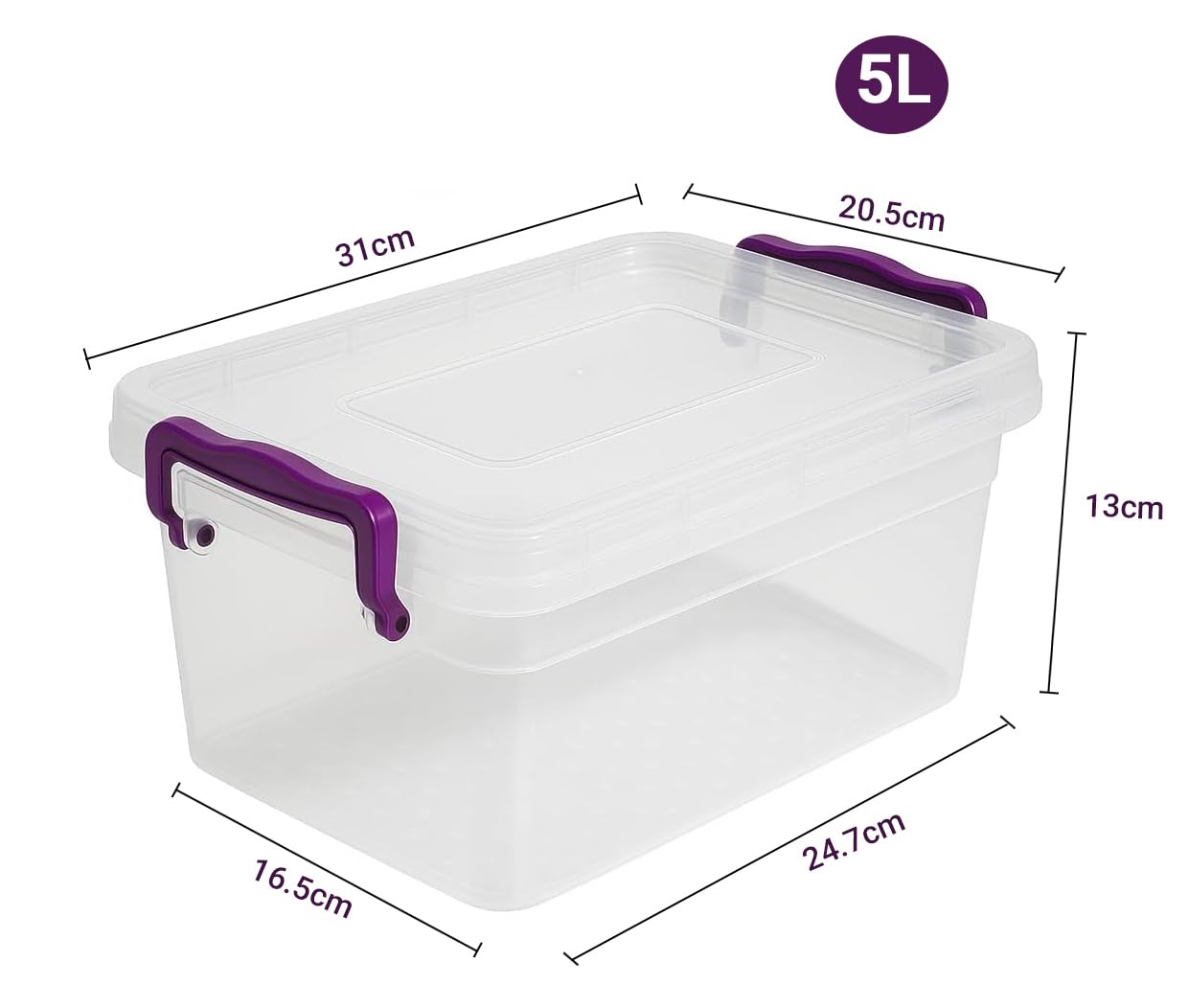 BH | 5L - Small Plastic Storage Box Bin with Lids - Pack of 2 | Stackable Clear Plastic Storage Container Use for Home, office, Kitchen
