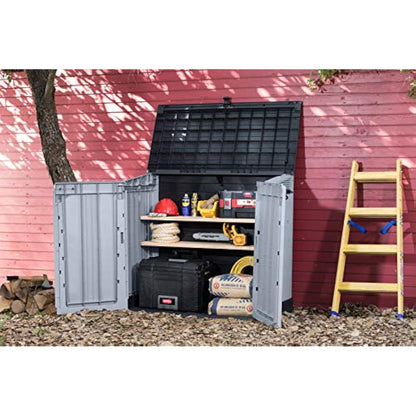 Keter Store it Out Nova Outdoor Garden Storage Shed, 32 x 71.5 x 113.5 cm, Light Grey with Dark Grey Lid
