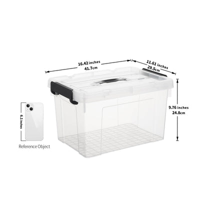 Cetomo 20L*6 Storage Boxes, Carry Plastic Storage Box with Lids, Clear Organizing Container with Handle and Secure Latches