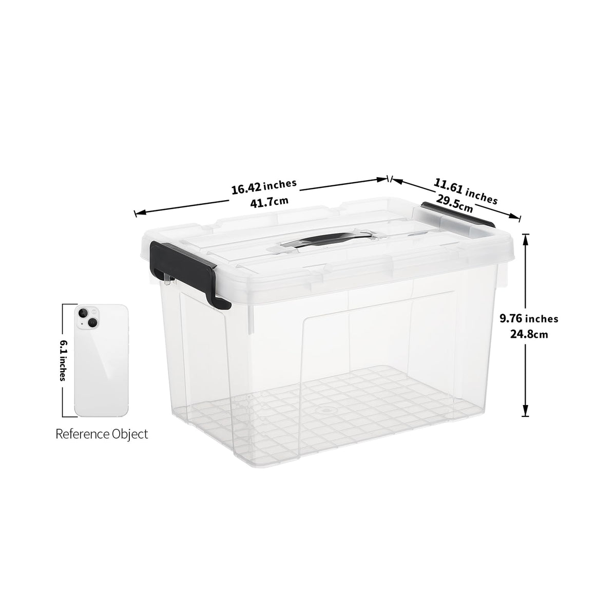 Cetomo 20L*3 Storage Boxes, Carry Plastic Storage Box with Lids, Clear Organizing Container with Handle and Secure Latches