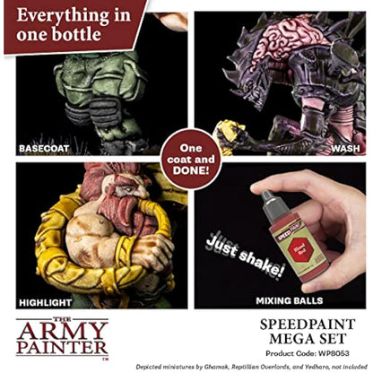 The Army Painter Speedpaint Mega Set, 24 Dropper Bottles of Non Toxic 18ml Acrylic Paints with Mixing Balls including 1 Monster Paint Brush, Speed Paint Set for Miniature Model Painting