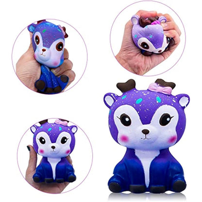 Squishies Toys, hirsrian Slow Rising Squishy Toys Galaxy Jumbo Squishies Scented Stress Relief Squeeze Pack Include Deer Tooth Panda Unicorn for Kids Adults