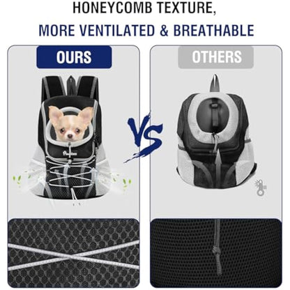 Pawaboo Pet Dog Carrier Backpack Small Size, Small Puppy Dog Travel Carrier Front Pack, Small Breathable Dog Small Carrying Backpack with Safety Strips, Black