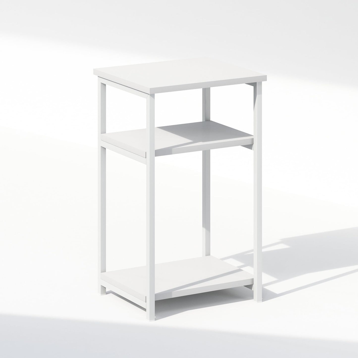 Furinno SIMPLISTIC Night Stand, 3-Tier Open Shelf Design Nightstand with Metal Frame, Bedside Table, End Table, Side Table, for Bedroom, Living Room