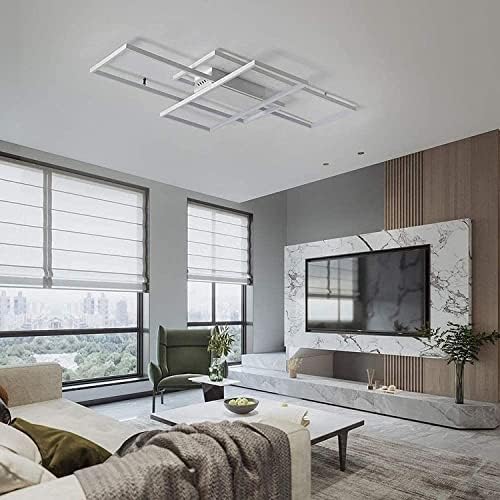 ASDMD LED Ceiling Light, 65W Modern Dimmable Ceiling Lighting, Square Ceiling Lamp with Remote Control for Living Room Dining Room Bedroom, 2700-6500K Close to Ceiling Light Fixture (White, 105CM)