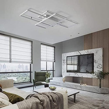 ASDMD LED Ceiling Light, 65W Modern Dimmable Ceiling Lighting, Square Ceiling Lamp with Remote Control for Living Room Dining Room Bedroom, 2700-6500K Close to Ceiling Light Fixture (White, 105CM)