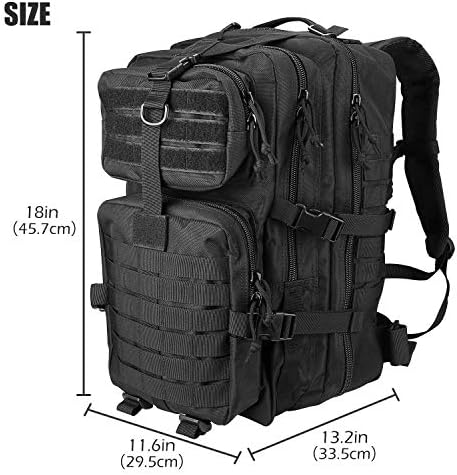 ProCase Military Tactical Backpack, 42L Large Capacity Rucksacks 3 Day Army Assault Pack Bag for Hunting, Trekking and Camping and Other Outdoor Activities for Father's Day -Black