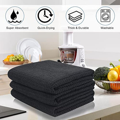 VIVOTE 6 Pack Microfibre Drying Towels Waffle Weave Cleaning Towels Super Absorbent Tea Towels 40 cm X 56 cm, White+ Navy Blue+grey