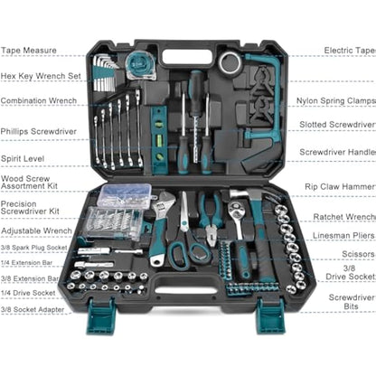 Sundpey Home Tool Kit 257PCs - Portable Complete General Household Essentials Repair Hand DIY Tool Set - All Purpose Tools for Men Women & Handyman & College Students & Beginner with Storage Case