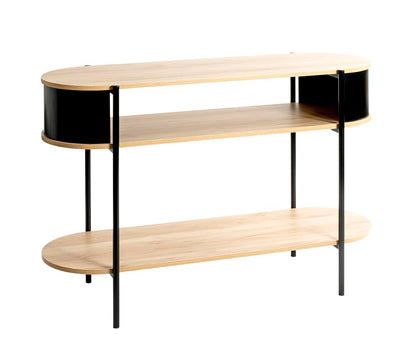 HAKU console, oak, black, metal, chipboard. Dimensions: W 110 x H 76 x D 39 cm. Style: Modern