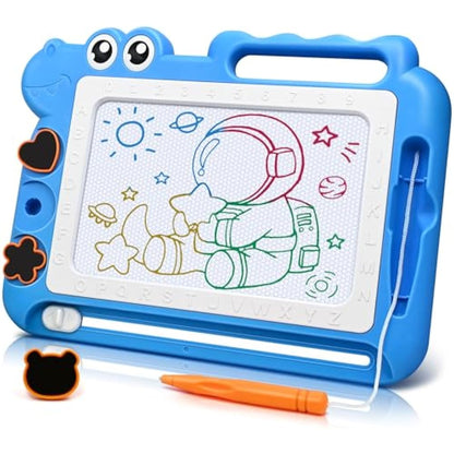 AiTuiTui Dinosaur Magnetic Drawing Board Kids Toys for 2 3 4 5 Years Old Girls Boys Birthday, Color Erasable Doodle Education Learning Kid Age 2-7, Toddler Drawing Travel Toys (Blue)