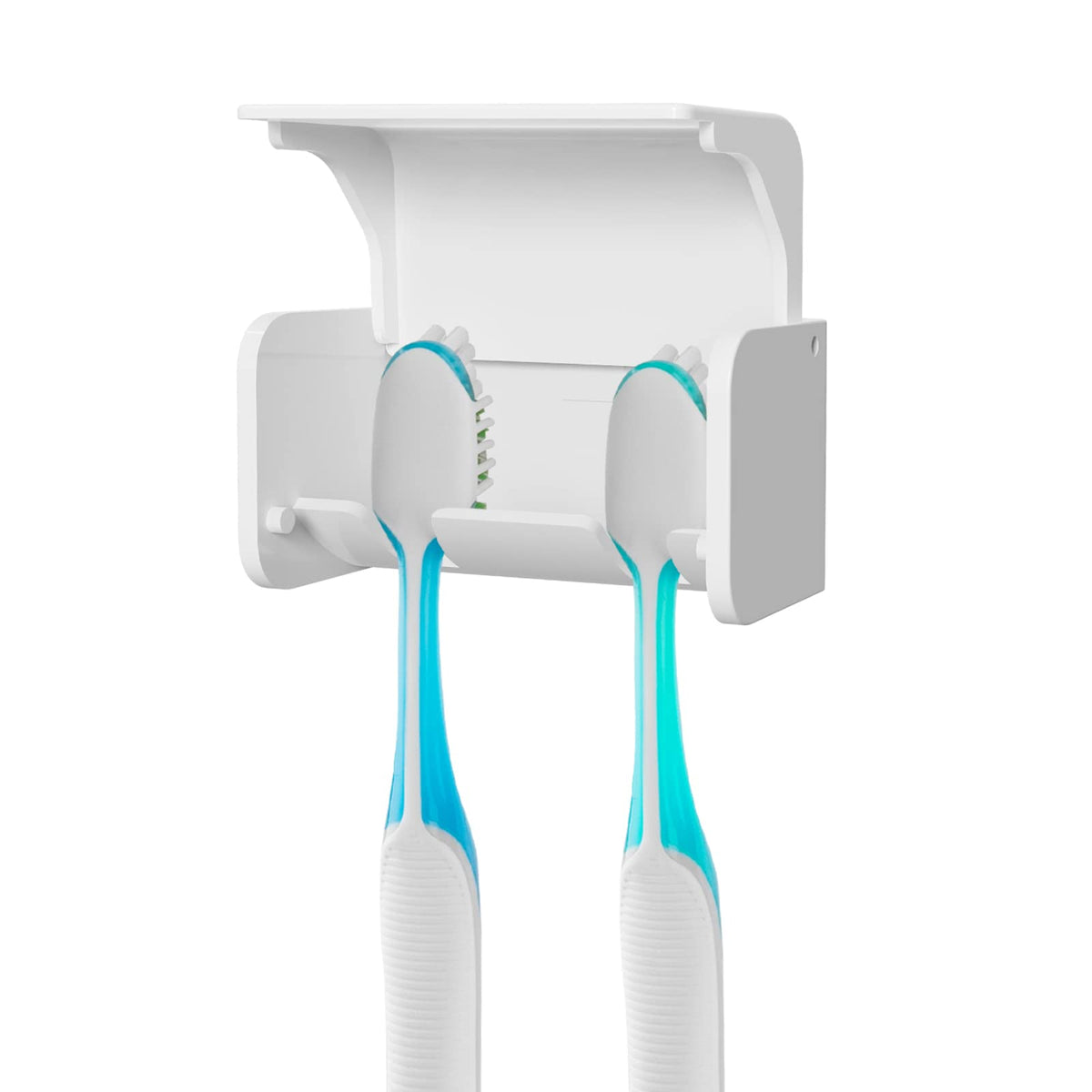 Linkidea Wall Mounted Toothbrush Holder with Protective Cover, 2 Slots Toothbrush Storage Hanger for RV, Camper, Compatible with Colgate Extra Clean