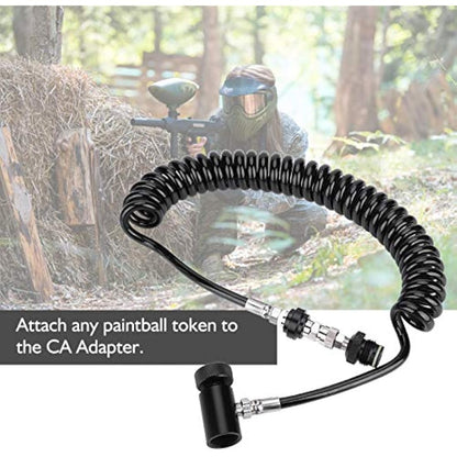 Demeras Paintball Hose for HPA/CO2, Black, Copper, Rubber, Aluminium, 4500 PSI, 1 Pack, Paintball Activities, Remote Coil Cylinder Connection Valve Hose