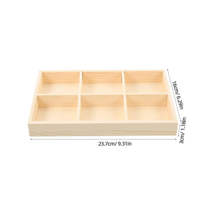 VICASKY 3pcs Wooden Organizer Box with Dividers Multi Use Wood Storage Tray for Crayons and Small Items Space Efficient Desk and Shelf Container