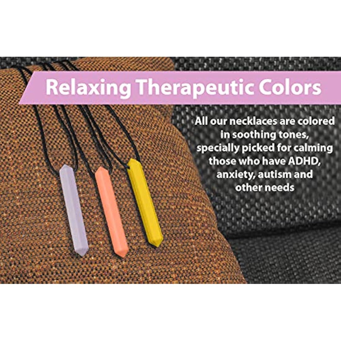 Tilcare Chew Chew Sensory Necklace – Best for Kids or Adults That Like Biting or Have Autism – Perfectly Textured Silicone Chewy Toys - Chewing Pendant for Boys & Girls - Chew Necklaces