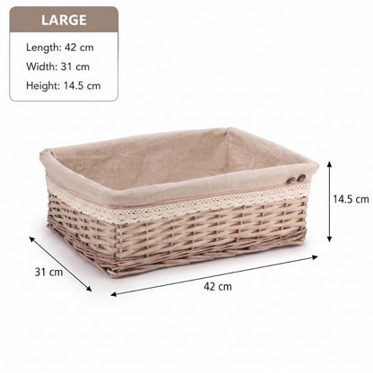 Woodluv Storage Baskets, Storage baskets for shelves woven, Storage Boxes Large, Wicker Storage Organiser Basket, 45 x 32 x 16 (H) cm
