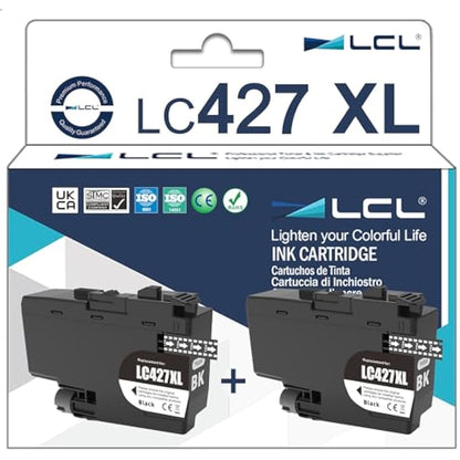 LCL LC-427XL Black High Capacity Ink Cartridge Replacement for Brother LC-427 LC427 LC-427XL LC427XL for MFC-J5955DW MFC-J6955DW MFC-J6957DW MFC-J6959DW HL-J6010DW (2Pack )