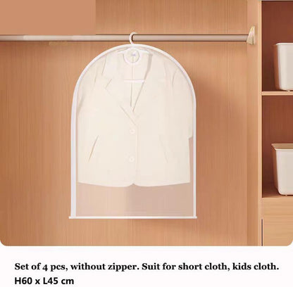 Amoyie Clear Clothes Covers Bag, Pack of 4, 45 x 60 cm, No Zipper Short