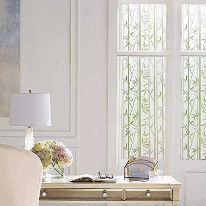 Finnez Window Film Privacy?Frosted Static Self Adhesive Glass Films, Decorative Films for Living Room Bedroom Offfice, 90 x 400 CM - Bamboo