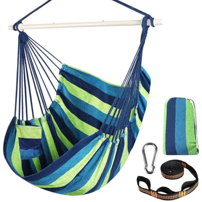 Chihee Hammock Chair Swing Chair Strong Metal Collapsible Spreader Bar Portable Hanging Chair Max 330 lbs Comfy Seat Patio Lawn Chair Cotton Blended for Superior Comfort Durability Indoor Outdoor