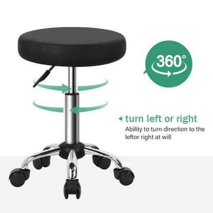 FURWOO Multi-Purpose Rolling Stool with Wheels for Spa - Adjustable Drafting Stool (Black)