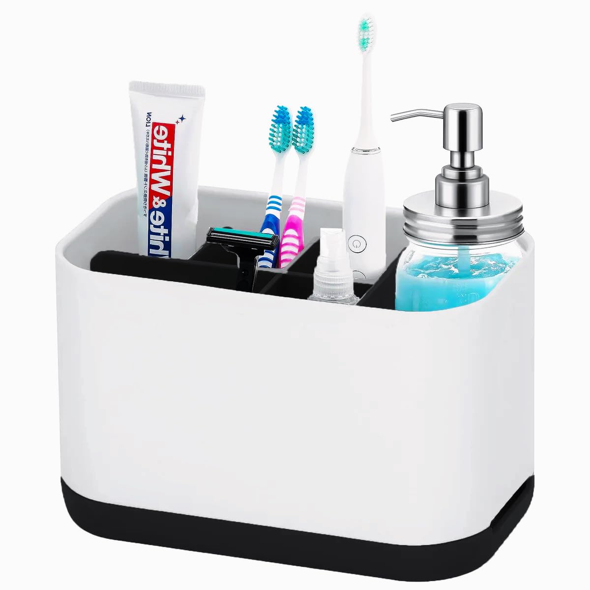XFLYP Toothbrush Holder, Multifunctional Electric Toothbrush Holder, Detachable Toothpaste Stand, 4 Toothbrush Slots + 1 Toothpaste Storage Slots + 1