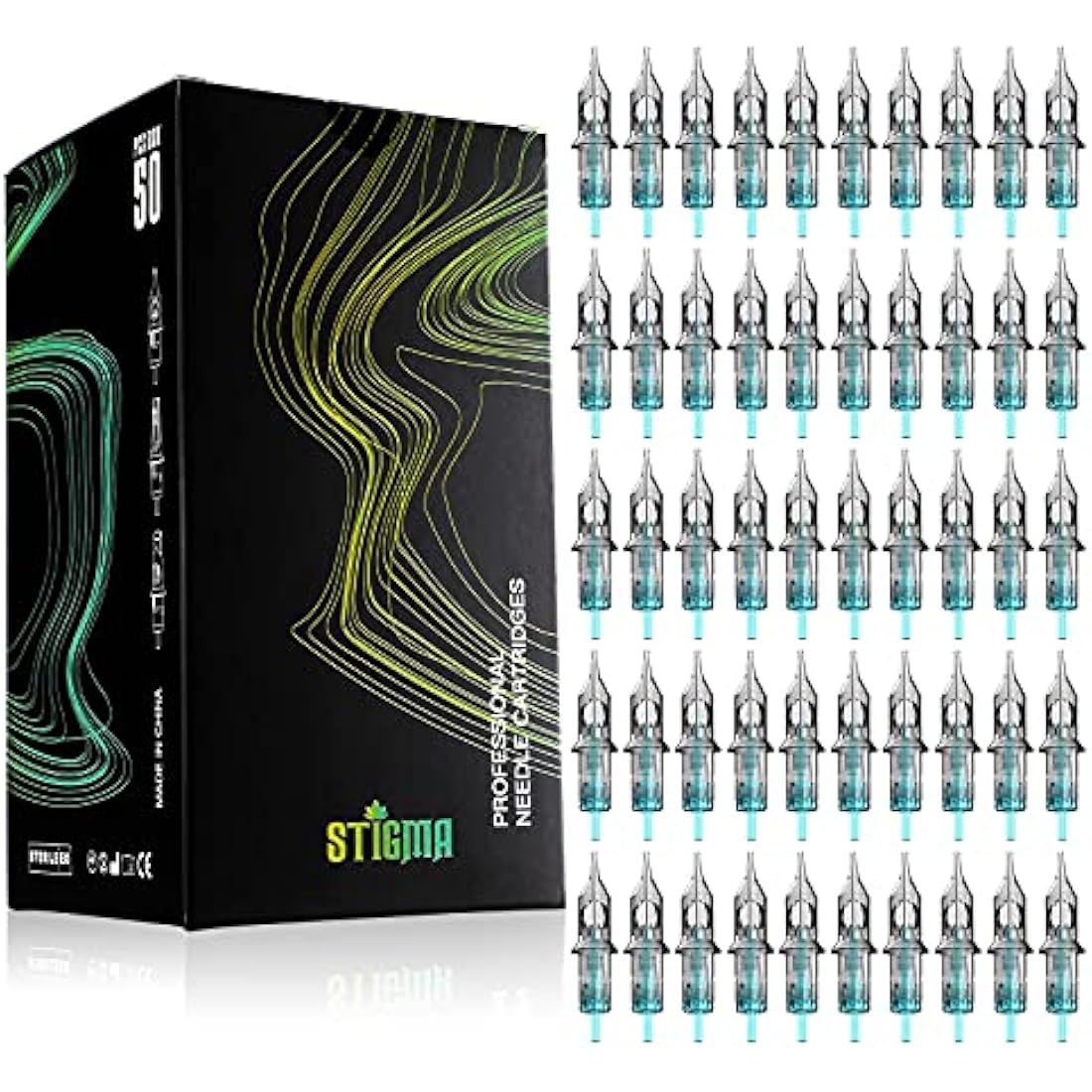 STIGMA 50Pcs Tattoo Cartridges Needles Disposable Mixed #12 Standard Round Liner Cartridge 3RL 5RL 7RL 9RL 11RL EN02B-50KIT-E