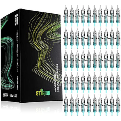 STIGMA 50Pcs Tattoo Cartridges Needles Disposable Mixed #12 Standard Round Liner Cartridge 3RL 5RL 7RL 9RL 11RL EN02B-50KIT-E