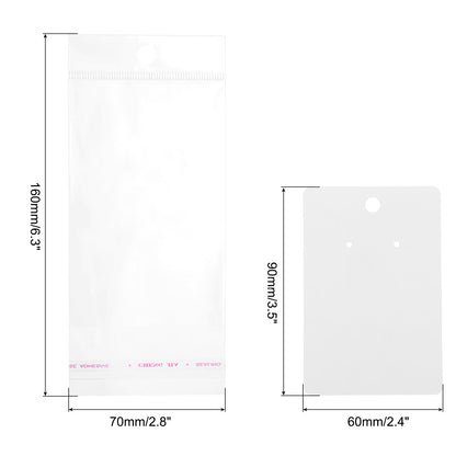 PATIKIL Earring Display Cards, 150 Pcs Necklace Display Holder Card with Packaging Bags for Hanging Earrings Necklace Ear Studs, White