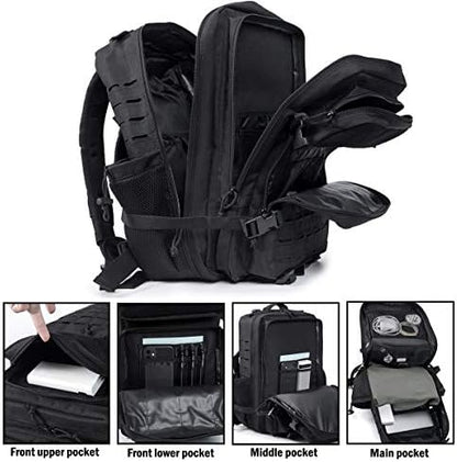 QT&QY Military Tactical Backpacks for Men Army Molle Daypack 25L/35L/45L Lage 3 Day Bug Out Bag Camping Hiking Rucksack with Bottle Holder
