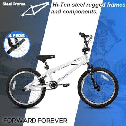 HILAND 20 Inch BMX Freestyle Bike for boys girlss With 360 Degree Gyro & 4 Pegs, 20 Inch BMX Bike for 9 10 11 12 13 Years old kid girl boys girls