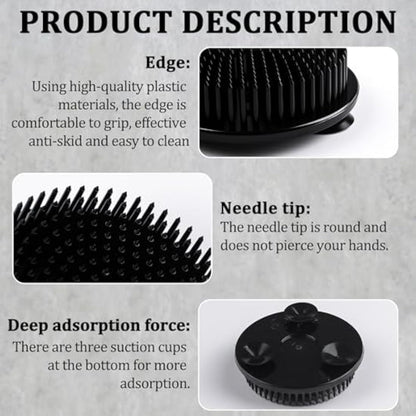 WANDIC Flower Frog, 4 Pcs Round Black Plastic Ikebana Kenzan Frogs Japanese Arranging Holder with 3 Suckers for DIY Flower Art Craft
