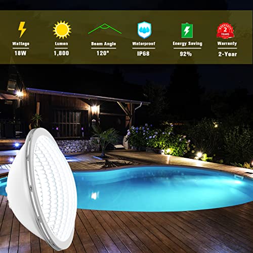 LyLmLe Swimming Pool Lights PAR56 18W Underwater Lights LED Submersible Waterproof IP68 12V DC/AC,6000K Cold White