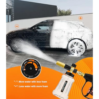 DANCINGBOAR Foam Cannon Compatible with 1/4 Quick Connect Pressure Washer, 1L Adjustable Snow Foam Lance Soap Dispenser with New Generation Adjustable Spray Nozzle (Black & Yellow)