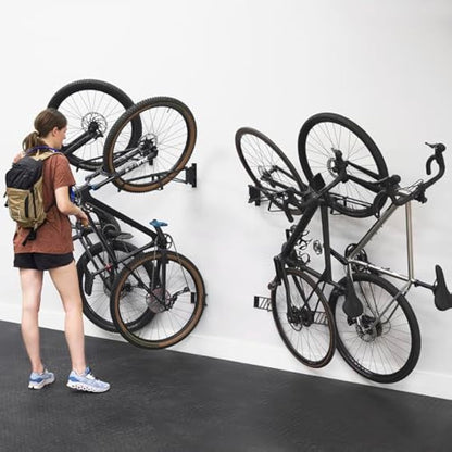StoreYourBoard SwivelStow Road & Gravel Bike Storage 2 Pack – Heavy Duty Bike Hanger, No-Lift Bike Wall Mount for Garage Bike Storage, Holds 70 lbs, Patent-Pending