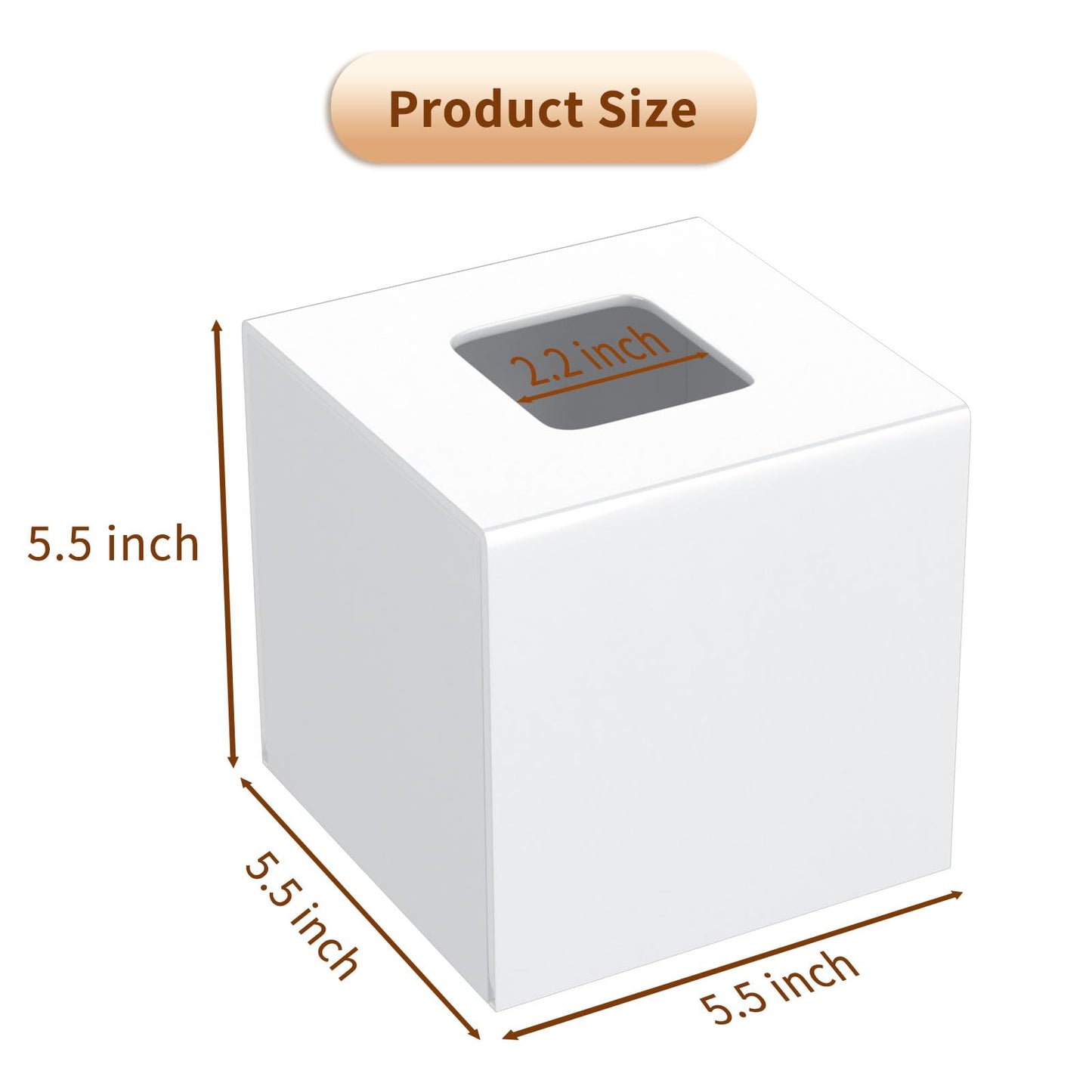 AITEE Acrylic Tissue Box Cover: White Square Tissue Holder Napkin Dispenser for Home Bathroom Kitchen Bedroom Office Coffee Table Restaurant