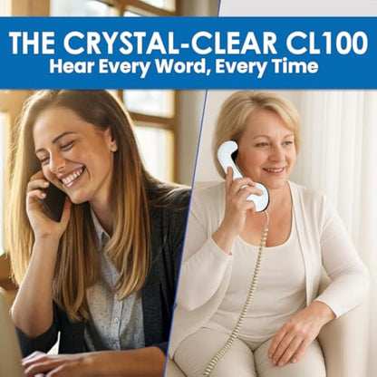 Geemarc CL100 - Big Button Corded Telephone with Loud Receiving Volume and One-touch Memories for Seniors - Hearing Aid Compatible - Low to Medium Hearing Loss - UK Version