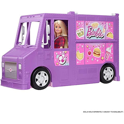 Barbie Fresh 'n' Fun Food Truck, with 30+ Realistic Play Pieces: Menu Board, Pots, Utensils, Serving Trays, Plate; For Ages 3 Years Old & Up, GMW07