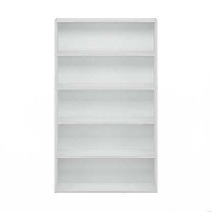 Furinno PASIR Book Shelf, 5-Tier Bookshelf, Bookcase with Open Shelf, 9.4 x 31.5 x 52.7, for Living Room, Bedroom, Home Office, White