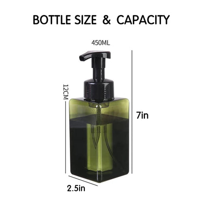 2 PCS Foaming Soap Dispenser, Hand Soap Dispenser, Refillable Foam Liquid Hand Soap Empty Plastic Pump Bottle Container for Bathroom Vanities