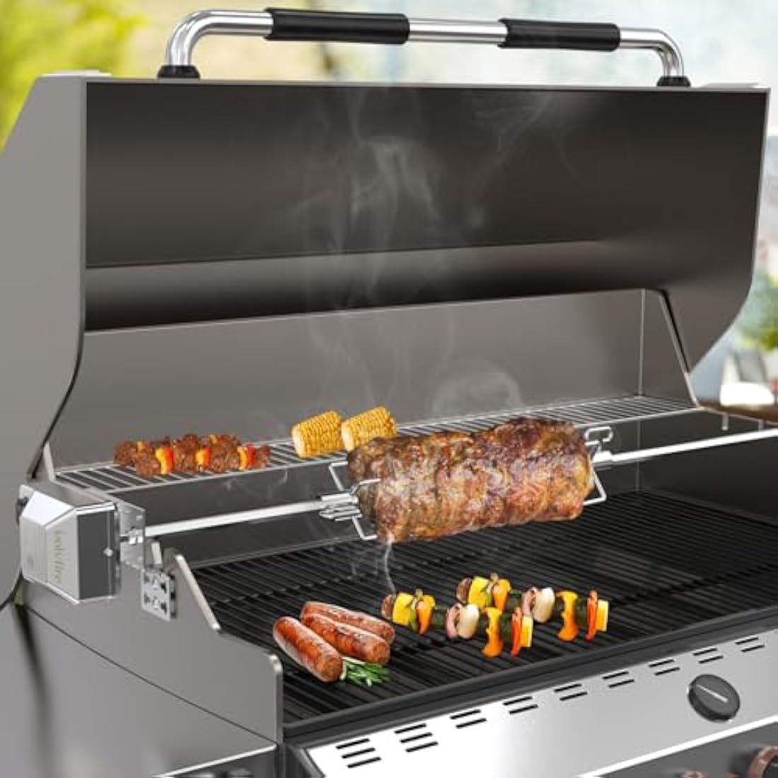 onlyfire 6002 Rotisserie Meat Forks for Grills Fits 12mm hexagon & 10mm and 8mm square rotisserie spit rods and round spit