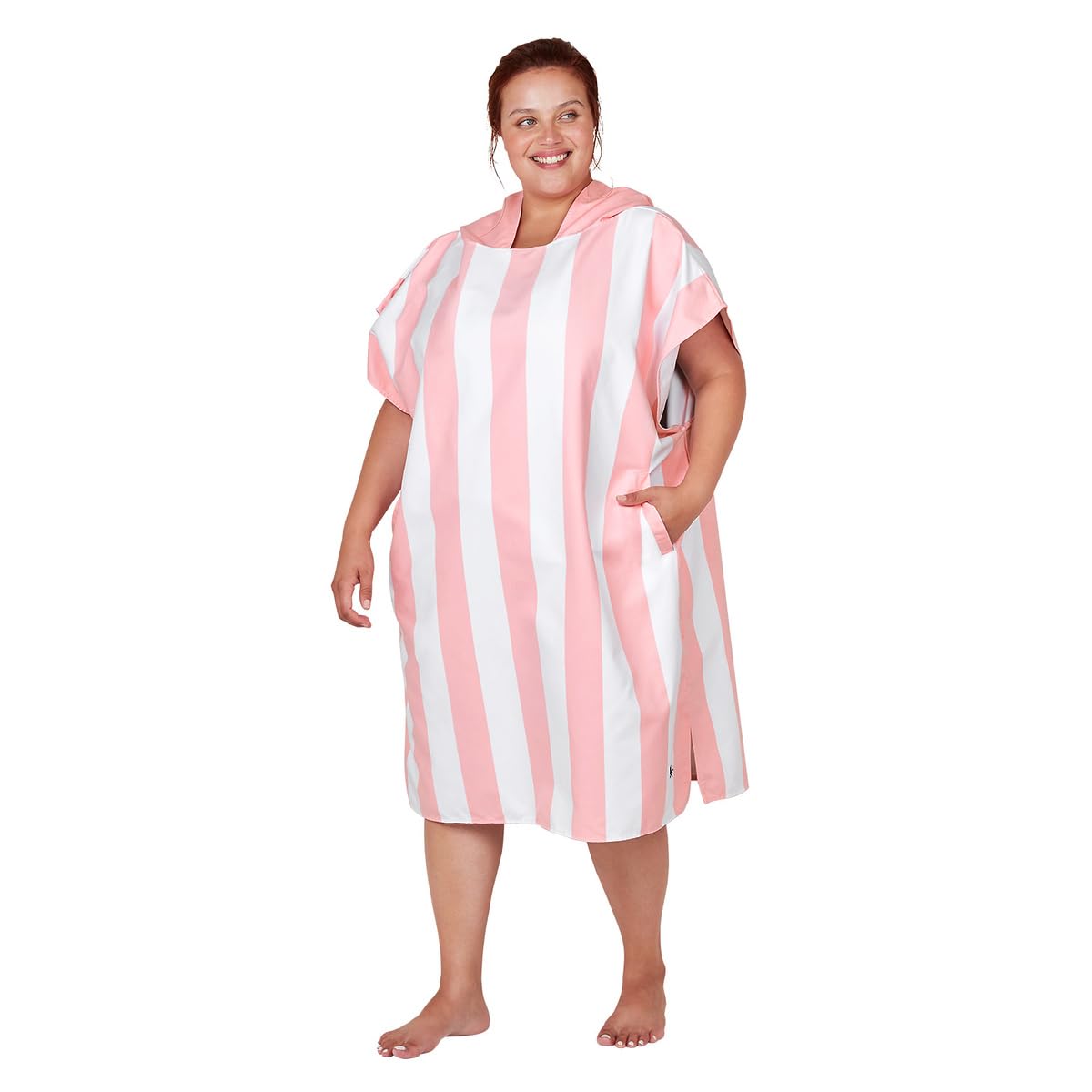 Dock & Bay Adult Beach Poncho - Hooded Towel with Deep Pockets - For Beach & Pool - Super Absorbent, Quick Dry - Cabana - Malibu Pink, Large