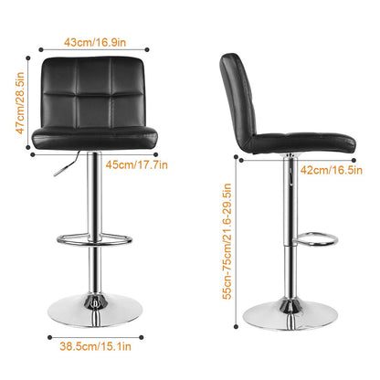 bigzzia Barstool, Bar Stools Set of 2 PU Leather Swivel Height Adjustable Bar Chairs With Backrest For Breakfast Bar, Counter, Kitchen and Home