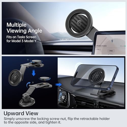 SYNCWIRE Fits MagSafe Car Mount for Universal Dashboard, Tesla Screen, Magnetic Phone Holder for Car, Foldable Aluminum Alloy Arm, Super Stable Car Mount for iPhone 15 Pro Max 14 13 12&All Phones